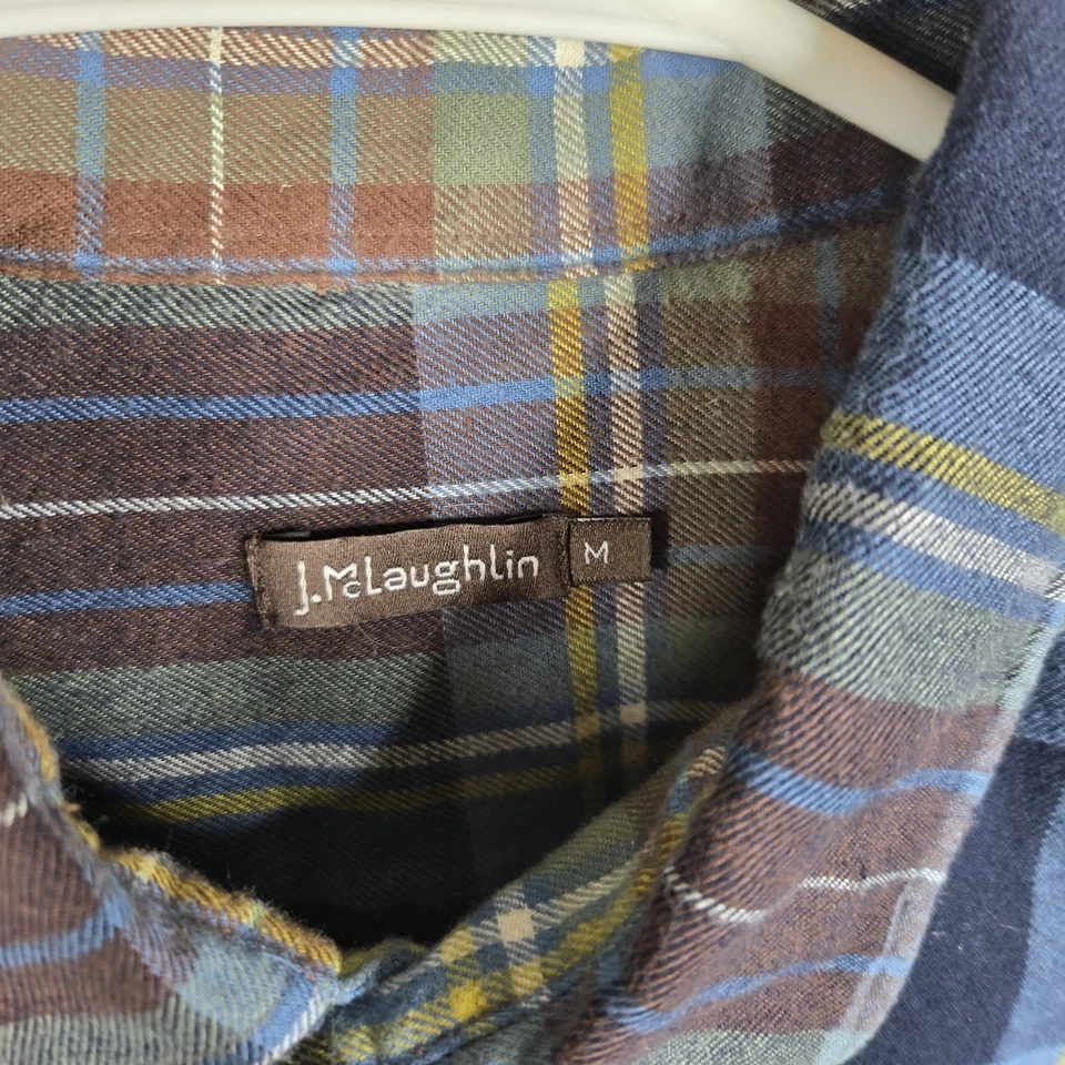Franela a cuadros con botones de manga larga para hombre J. Mclaughlin 100 % algodón talla mediana Foto 2 de 4
