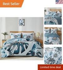 Luxurious King/Cal King Lightweight Quilt - Breathable Botanical Bedding Set