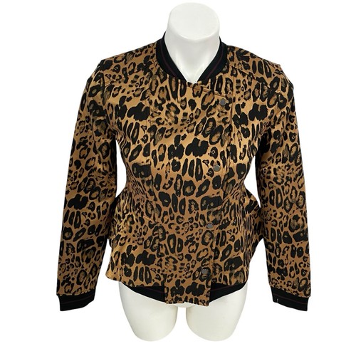 Trouve Blazer Womens XS Leopard Jacket Jacquard Coat Brown Career Work Office - Picture 8 of 19