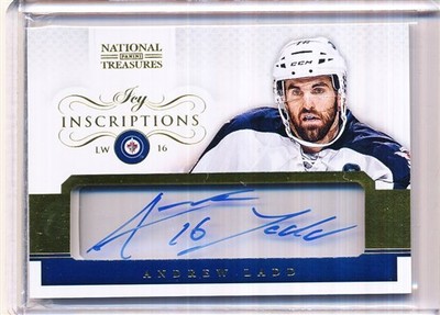 2013/14 PANINI NATIONAL TREASURES ANDREW LADD INSCRIPTIONS AUTO # 11/AL