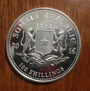 999 1oz Silver 2016 Somali Republic 100 Shillings Coin
