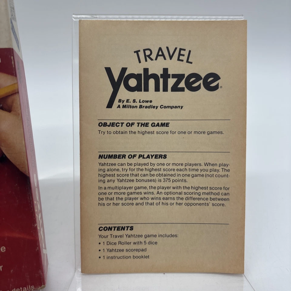 Vintage Travel Yahtzee (1984) Milton Bradley Mini Size Dice Game Complete - Image 3 of 4