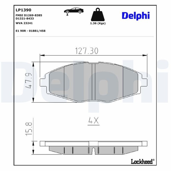 Delphi Bremsbelagsatz, Scheibenbremse LP1390 FüR Chevrolet Daewoo-image