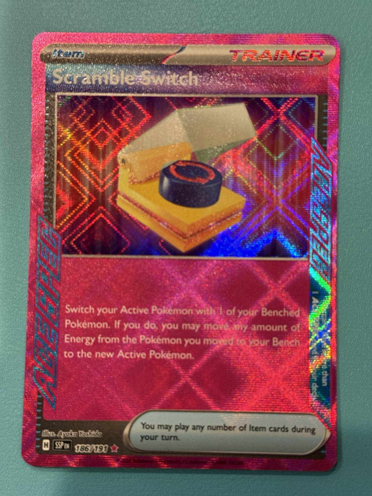 Scramble Switch 186/191 ACE SPEC Rare Trainer Pokemon Surging Sparks SV8 NM
