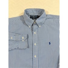 Ralph Lauren Blue and White Striped Button-Down Shirt 16 34/35