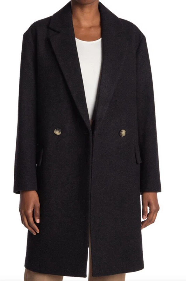 Abrigo Club Monaco Mezcla Lana Relajado Doble Pecho Gris-Negro Talla XS Foto 2 de 4