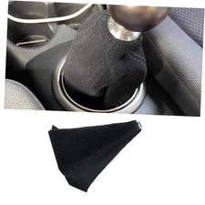 Car Shift Boot Cover, Suede Leather Shift Knob Boot Dust Cover, Black&Black