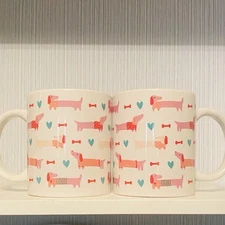 Pink Heart Dachshund Mug Set 