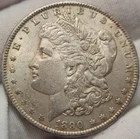 1890 P Morgan Silver Dollar, AU, 90% Silver US Coin, Morg-9043p