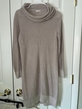 Garnet Hill Tencel Merino Wool Knit High Neck Dress Women Small