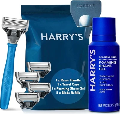 BRANDED Harry'S Razors for Men - Men'S Razor Set with Indigo Blue Handle, 5 Razor Blade