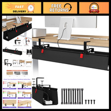 No Drill Under Desk Cable Management Tray - 36 Inch Organizer for Cables  Wires