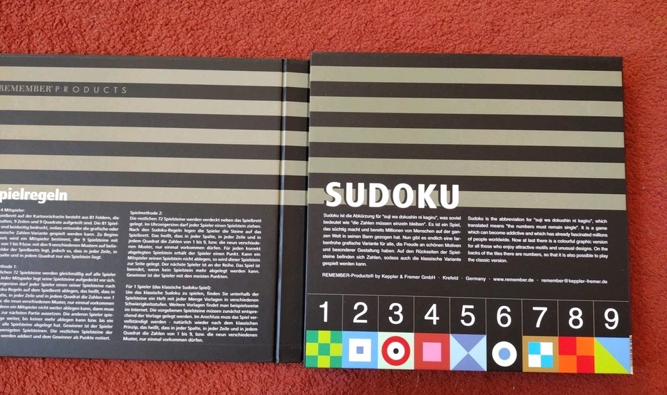 SUDOKU REMEMBER Anleitung deutsch/english wie Neu  - Bild 3 von 4