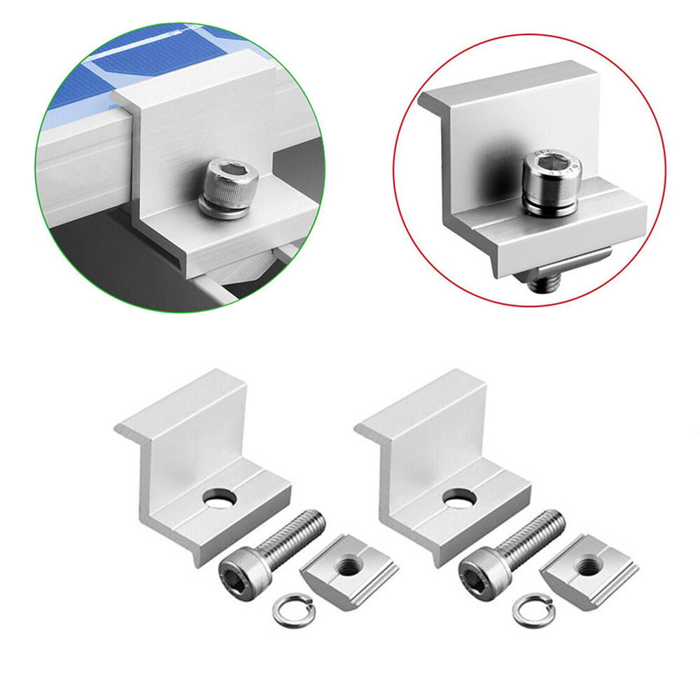 10x Aluminum Solar Panel Rail Clamps – 30/35mm Mid & End Clamp Brackets For Mounting