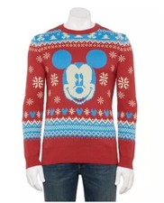 New Disney Merry Mickey Mouse Men's Holiday Winter Sweater Large L NWT