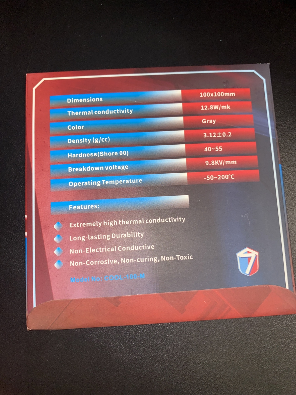 Subzero Seven thermal pad 12.8W/mK 100x100mm x 2.5mm, thermal Pad For