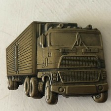 VINTAGE 1978 CAB OVER 18 WHEELER TRUCK SOLID BRASS BARON BUCKLE