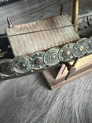 Vintage Edward Aagaard Large Bronze 16 Inch Viking Longship Music