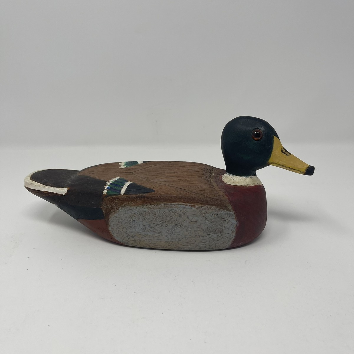 VTG Signed Vintage Hand Carved Wooden Mallard Duck Decoy 1987