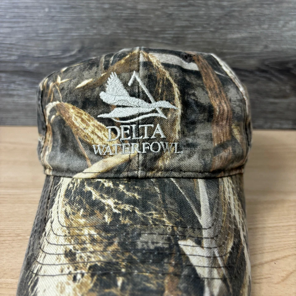 Delta Waterfowl Hat Strap Back Brown Camo Camouflage Hunting Mossy Oak - Image 3 of 4