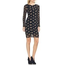 NWT Womens Size Medium Vince Camuto Black Paisley Estate Mesh Body-Con Dress
