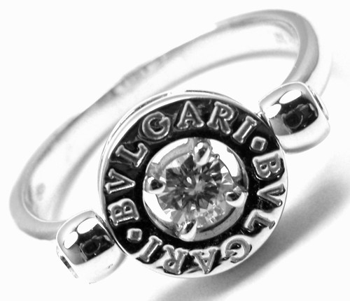 Authentic! Bvlgari Bulgari Flip 18k White Gold Diamond Band Ring - Picture 8 of 8