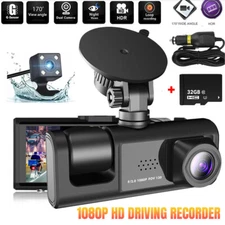 Dash Cam Car HD 1080P Front/Rear/Inside Dual Lens Video Recorder Camera G-Sensor