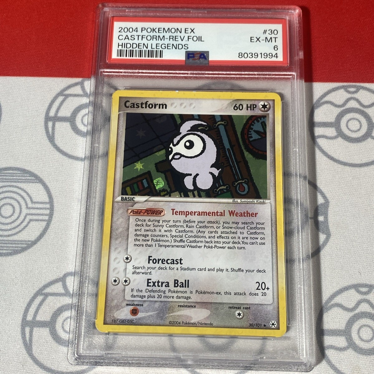 PSA 6 Castform Reverse Holo 30/101 Pokemon 2004 EX Hidden Legends