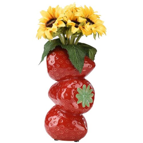 Strawberry Vase for Flowers Decorative Ceramic Vase for Flowers Tall Vase Dec...