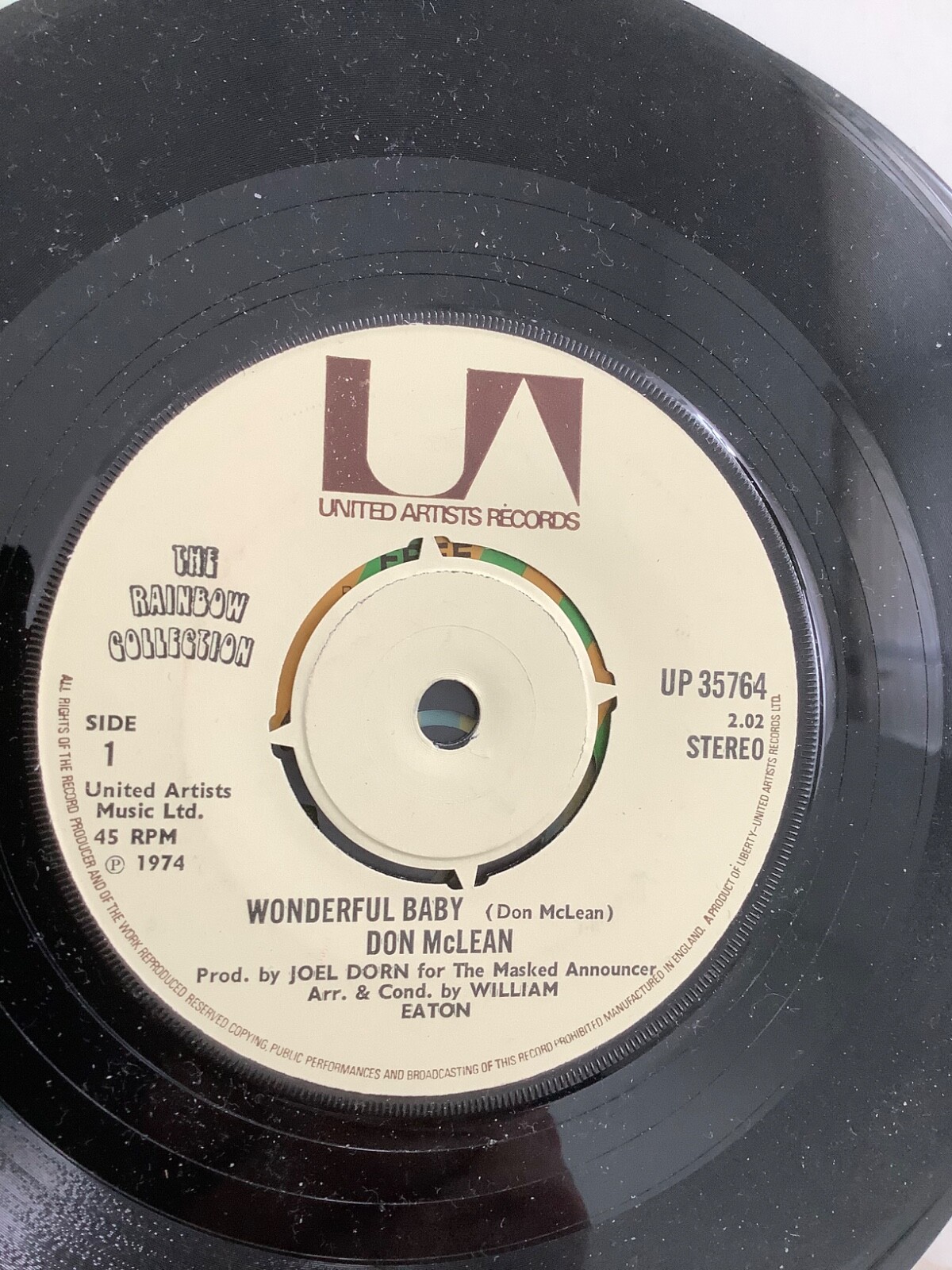 Don McLean.  Wonderful Baby.   7” single. 1974. United artists