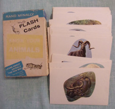 Vintage 1960s RAND MCNALLY KNOW YOUR ANIMALS Flash Cards 48 Cards