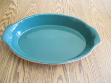 ROMERTOPF Vintage Terra Rosa Reco Glazed Green OVAL PAN  CASSEROLE DISH BAKEWARE