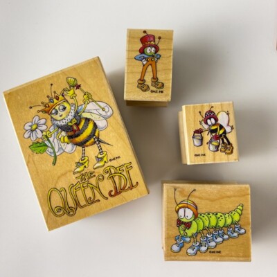 Queen Bee~Honeybee~Insects~Mary Englebreit~Set of 4 Rubber Stamp~All Night Media