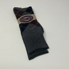 NWT 90’s Vintage County Seat Men’s Socks Gray Argyle, made in USA Cotton Blend