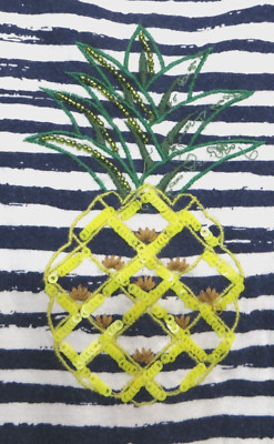 Talbots Shirt Womens Petite Small Multicolor Striped Pineapple Tropical Nautical