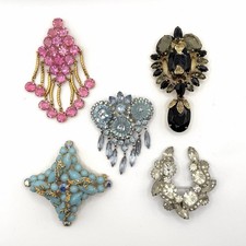Vintage Rhinestone Brooch Lot Juliana D&E Owl Signed Hobe Crystal High End