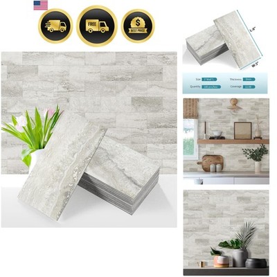100-Piece Matt Beige Mixed Grey Slate Peel and Stick Backsplash Seamless Tile...