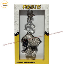 NEW Snoopy Peanuts Pave 3D Crystal Rhinestone Keychain/Clip On Bag Charm BNIB