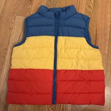 Janie and Jack Kids Puffer Vest Size 2T Color Block Blue Yellow  Red EUC