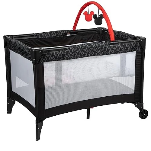 DISNEY BABY 3D ULTRA PLAY YARD WITH BASSINET BAGER PEEKING MICKEY BLACK - Image 3 of 4