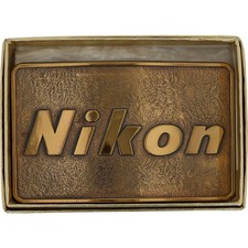 Brass Nikon Camera Lenses Photography SLR Photographer NOS 1970s Vtg Belt Buckle