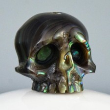 Cuentas de Abalón Paua tallado a mano 11.42mm, Calavera, taladro vertical, 1.65g