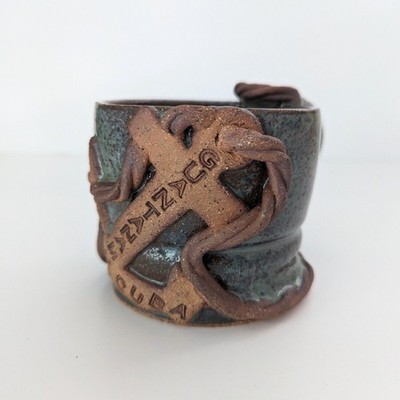 Handmade Studio Art Pottery Coffee Tea Mug Guantanamo Bay Cuba US Navy Anchor