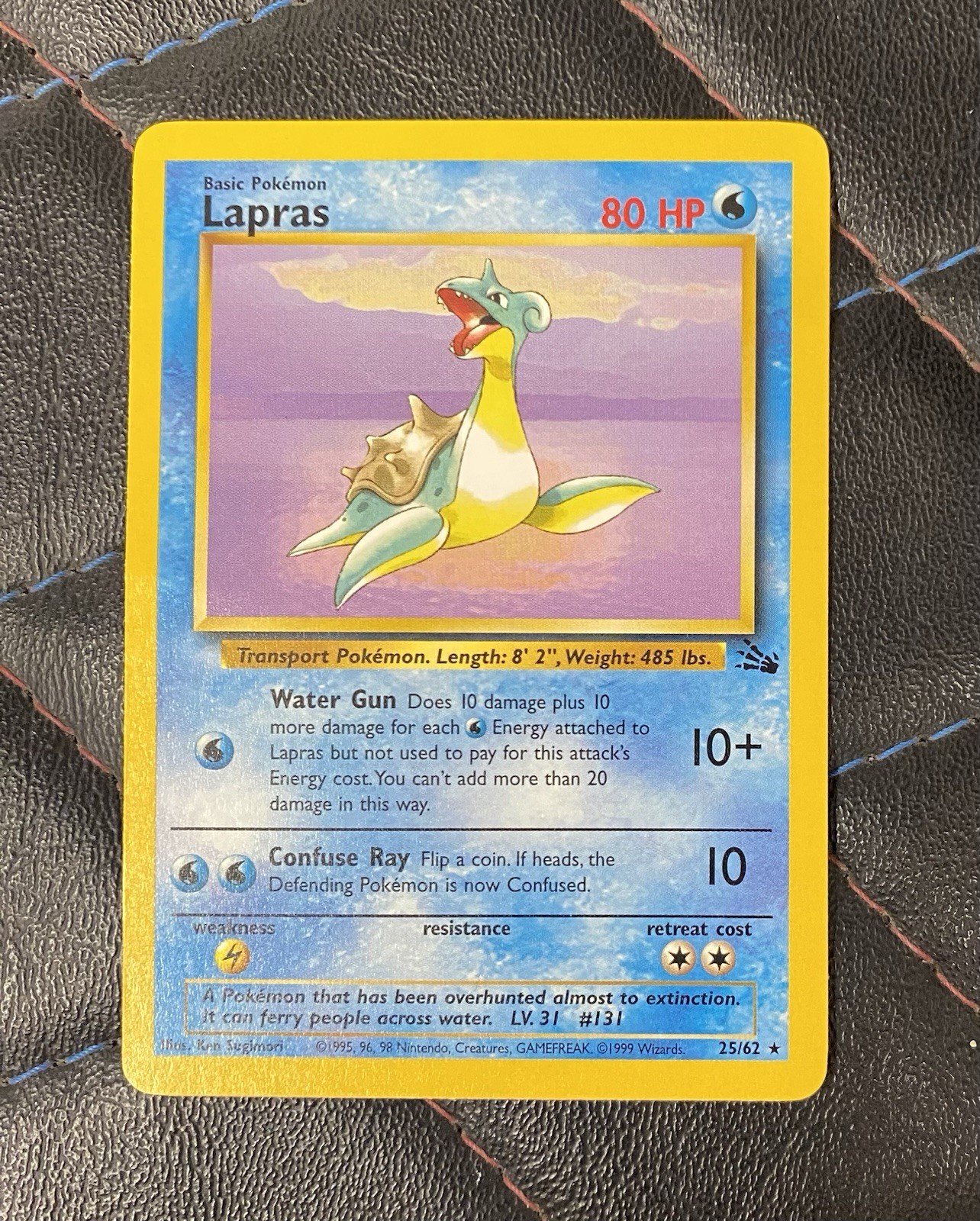 LAPRAS 1999 Fossil #25/62 Unlimited RAW TCG Near Mint