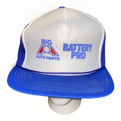 Vintage Big A Auto Parts Battery Pro Trucker Hat SnapBack Nova White Blue Rope