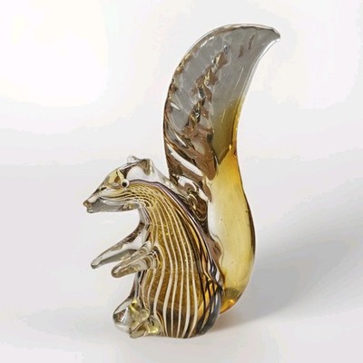 Hand Blown Art Glass Italian Design Style Squirrel Figurine, Heavy & Glitter