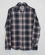 Schott Bros Shirt Men Small Flannel Outdoor Lumberjack Gray Blue Tartan Plaid
