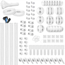 Cable Management Kit - 4 Cable Sleeve, 28 Self Adhesive Cable Clips, 29 Cord ...