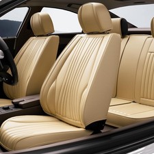 5 Pieces LB Front and Rear Car Seat Covers, Waterproof Nappa Leather Full Set...