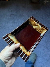 Vintage Pfaltzgraff Large 12.25" Table Ashtray Brown Drip Pottery AT7 USA -#C5 
